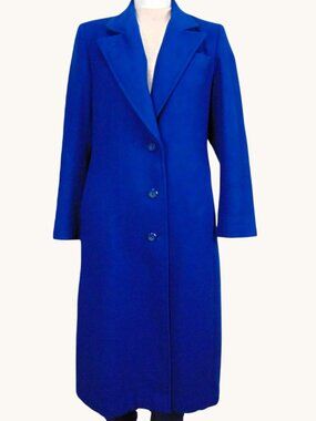 Vintage 1960s Cobalt Blue Wool Coat Freddi-Gail Long Overcoat